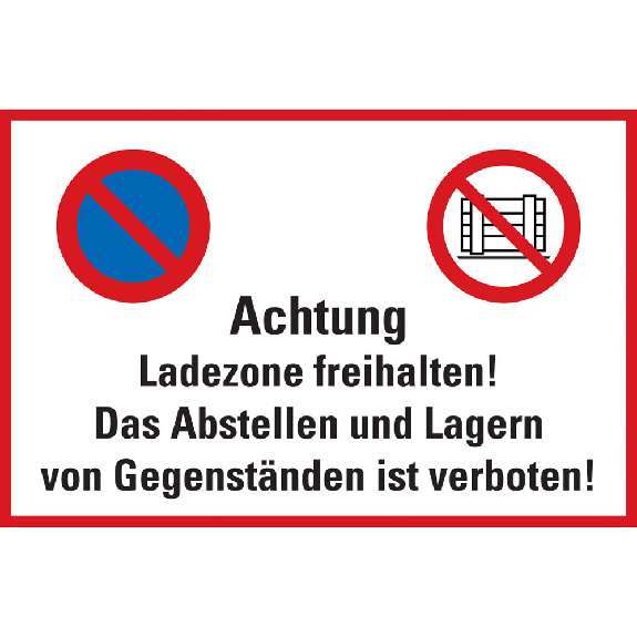 Hinweisschild Ladezone freihalten..., Folie, selbstklebend, 200x300mm-Beschreibung lesen