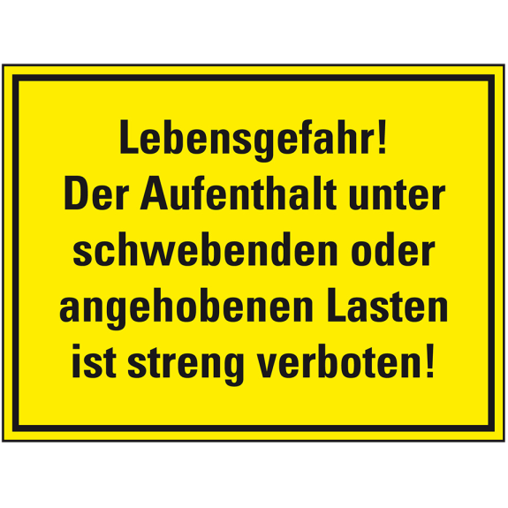 Hinweisschild Aufenthalt unter schwebenden oder aufgehob..., Kunststoff, 400x300mm-Lire la description