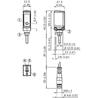 Cellule EAP PNP/NPN P=1.3m Laser IO-Link LO/DO / M08 4P+C,0.65m - WTT4SLC-3B0062B02-Lire la description