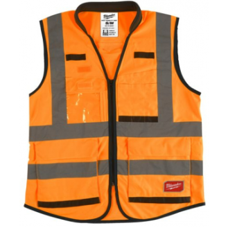 Gilet premium haute visibilité orange multipoches  "4932471900" de taille XXL-Lire la description