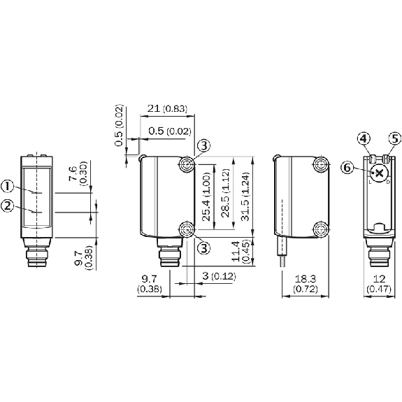 Cellule Bar. reflex PNP P=6m PinPoint LO/DO / M12 4P+C2m PVC - GL6-P0211S49-Lire la description