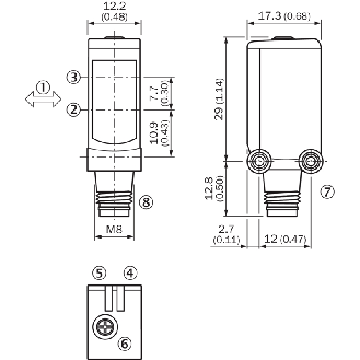 Cellule EAP PNP P=180mm Pinpoint LO/DO / M08 4P+C0.15m - WTB4S-3P3261-Lire la description