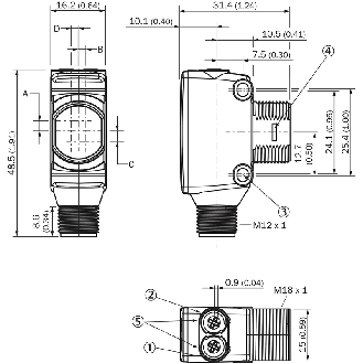 Cellule EAP PNP P=300mm PinPoint LO/DO / M12 4P - HTB18-P4A2ABS02-Lire la description