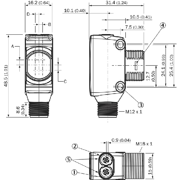 Cellule EAP PNP P=300mm PinPoint LO/DO / M12 4P - HTB18-P4A2ABS02-Lire la description