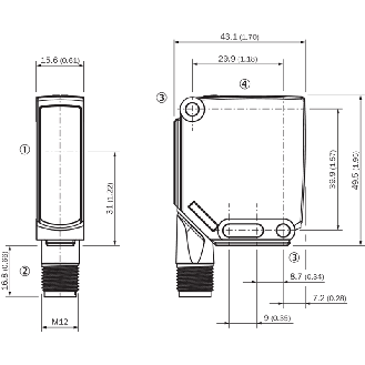 Cellule Bar. reflex PNP/NPN P=11m Laser LO/DO / M12 4P - WLA12L-24162830A00-Lire la description