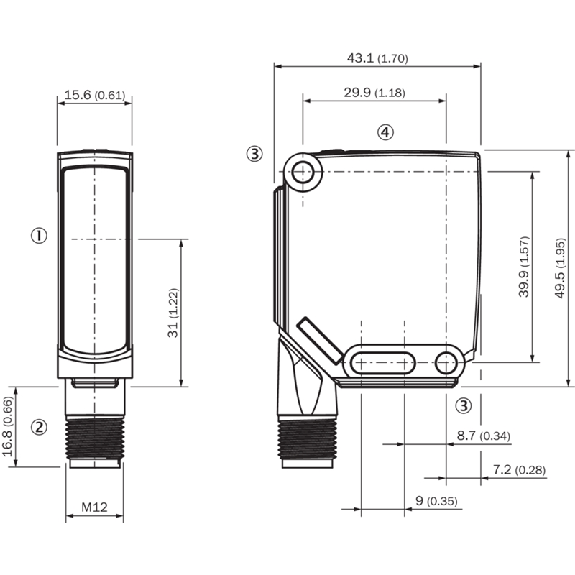 Cellule Bar. reflex PNP/NPN P=11m Laser LO/DO / M12 4P - WLA12L-24162830A00-Lire la description