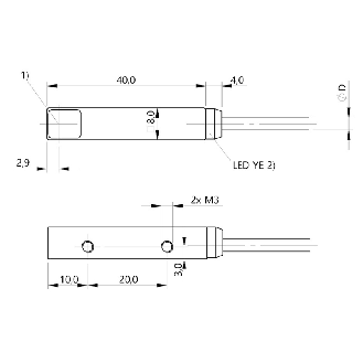 Cellule Barrage (E) P=3m Laser Métal Radial 10-30Vdc / Câble 3m PUR - BOS Q08M-X-LS21-03 (BOS028M)-Lire la description