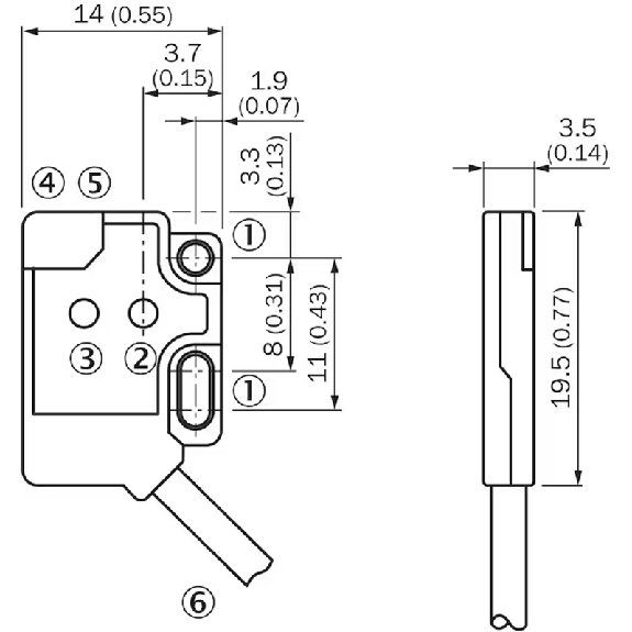 Cellule Directe PNP P=34mm LR LO / M08 3P+C0.2m - WT2F-P250-Lire la description