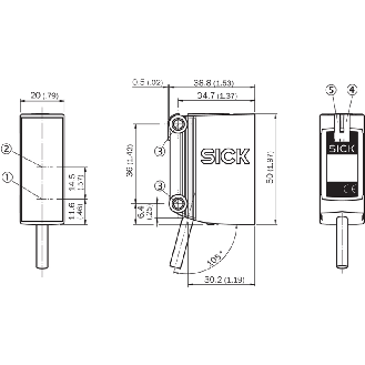 Cellule Bar. reflex PNP P=15m Pot. PinPoint LO/DO / M12 4P+C1.2m - GL10-P0211S17-Lire la description