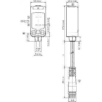 Cellule EAP PNP/NPN P=220mm PinPoint DO / M08 3P+C0.1m - WTB4FP-31312120ZZZ-Lire la description