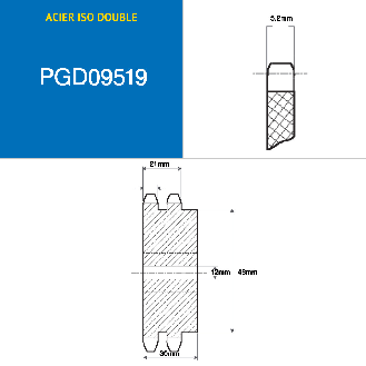CMW - Pignone prealesato - Acciaio - Doppia dentatura - 06B2 - 19 denti - passo 9,52 mm con foro 12 mm-Leggi tutto