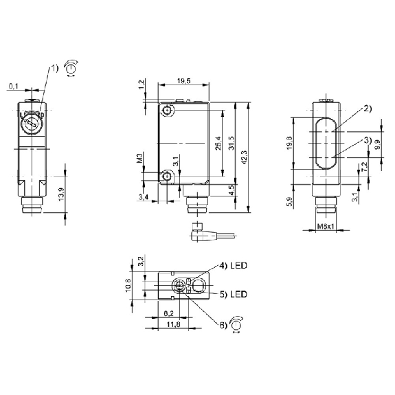 Cellule Directe PNP P=1m IR LO/DO NO/NF / M08 4P - BOS R090K-PU-ID11-S75 (BOS02AF)-Lire la description