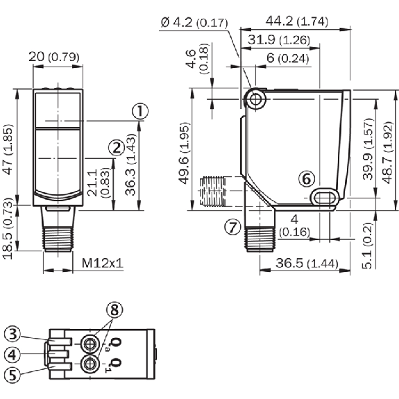 Cellule EAP PNP/NPN 4-20mA P=2.5m Laser LO / M12 5P - WTT12L-A2533-Lire la description
