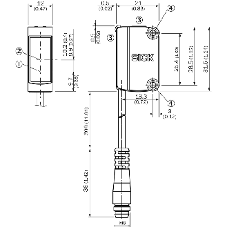 Cellule EAP PNP P=400mm Pot. Laser LO / M08 4P+C0.4m PVC - GTB6L-P6211-Lire la description