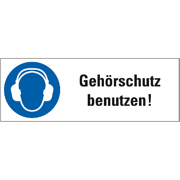 Gebots-Kombischild Gehörschutz benutzen, Folie, selbstklebend, 210x74mm-Beschreibung lesen
