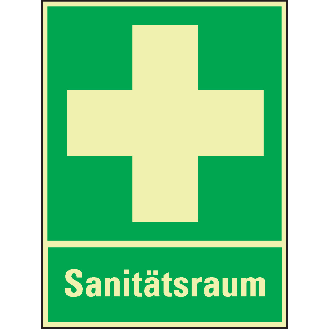 PERMALIGHT power langnachleuchtend Rettungs-Kombischild Sanitätsraum, ASR/ISO, Kunststoff, 300x400mm-Beschreibung lesen