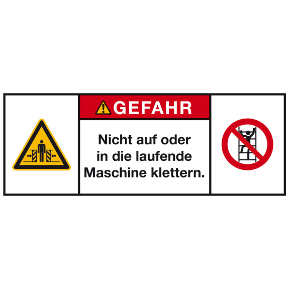 Produktsicherheitsschild Gefahr Nicht auf oder in..., RoHS konform, Folie, 200x75mm, ISO 3864-2 Produktsicherheitsschild Gefahr Nicht auf oder in..., RoHS konform, Folie, 200x75mm, ISO 3864-2-Beschreibung lesen