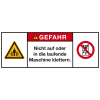 Produktsicherheitsschild Gefahr Nicht auf oder in..., RoHS konform, Folie, 200x75mm, ISO 3864-2 Produktsicherheitsschild Gefahr Nicht auf oder in..., RoHS konform, Folie, 200x75mm, ISO 3864-2
