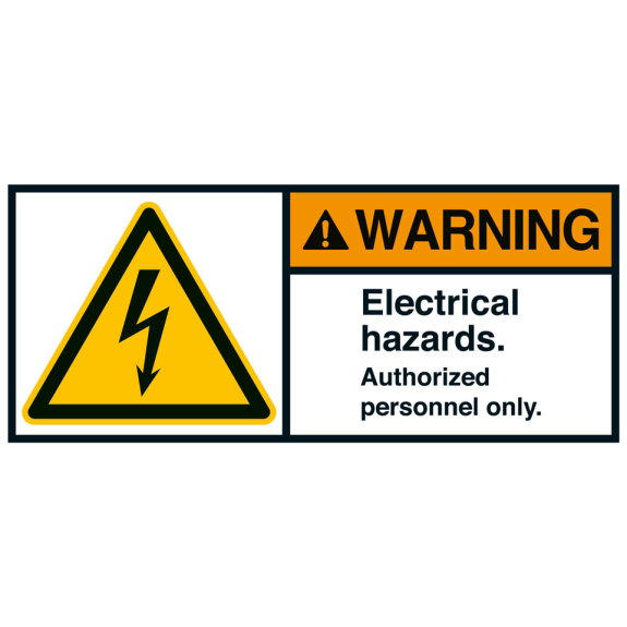 ANSI-Aufkleber WARNING Electrical hazards,UL anerk.,Folie,45x100mm,2/BOG-Beschreibung lesen