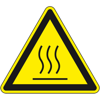 Warnschild Warnung vor heißer Oberfläche,ASR/ISO,Folie,selbstkl,,SL 300mm-Beschreibung lesen