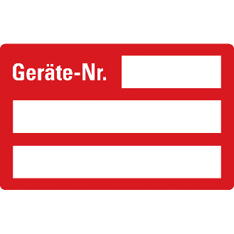 Inventaretikett Geräte-Nr., rot, Dokumentenfolie, m.Spezialkleber, 50x25mm, 9/Bogen-Beschreibung lesen