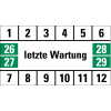 Prüfplakette letzte Wartung, 26-29, weiß/grün/schwarz, Folie, 18x33mm, 16/Bogen