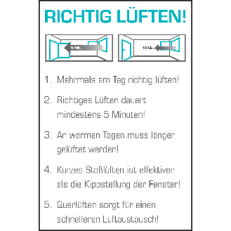 Aushang RICHTIG LÜFTEN!, Folie, selbstklebend, 200x300mm-Beschreibung lesen