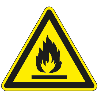 Warnschild Warnung vor feuergefährlichen Stoffen, Kunststoff, SL 200mm, ASR A1.3, DIN EN ISO 7010 W021-Beschreibung lesen