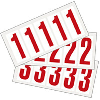 Kombipackung Ziffer 0-9, weiß/rot, Folie, SH 25mm, 22x36mm, 32 je Ziffer/Packung