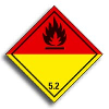 Verpackungskennzeichen Kl.5.2 Org.Peroxide, Folie, seewasserbeständig, 50x50mm, 500/Rolle, IMDG-Code, GGVSEB, ADR
