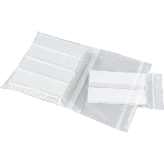 Etikettenhalter, Rückseite weiß, Frontseite transparent, 150x55mm, 100/VE Etikettenhalter, Rückseite weiß, Frontseite transparent, 150x55mm, 100/VE-Beschreibung lesen