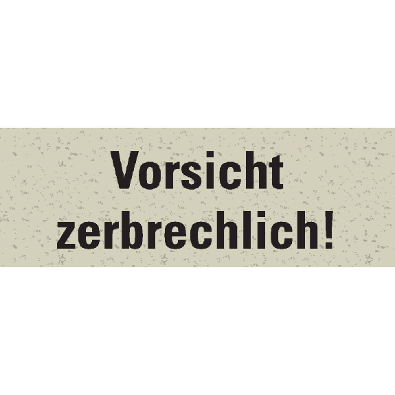 Hinweisetikett Vorsicht zerbrechlich!, weiß, Primärfaser-Graspapier, selbstklebend, 50x147mm, 6/Bogen-Beschreibung lesen
