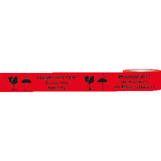 Warnband Bruchgefahr!Nicht werfen!, rot/schwarz, Polypropylen, 50mmx66m, 6 Rollen/VE-Beschreibung lesen