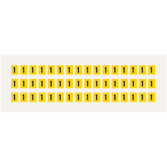 Ziffer 1, gelb/schwarz, Folie, Schrifthöhe 8mm, 9,5x13mm, 20 Bogen/VE-Beschreibung lesen