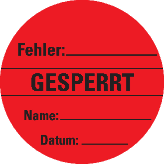 Organisationsetikett Gesperrt, rot, Cellulose-Folie, selbstklebend, Ø60mm, 6/Bogen-Beschreibung lesen