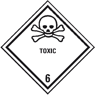 Verpackungskennzeichen Klasse 6.1 Toxic, Folie, seewasserbeständig, 100x100mm, 500/Rolle, IMDG-Code, GGVSEB, ADR, IATA-Beschreibung lesen