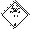 Verpackungskennzeichen Klasse 6.1 Toxic, Folie, seewasserbeständig, 100x100mm, 500/Rolle, IMDG-Code, GGVSEB, ADR, IATA
