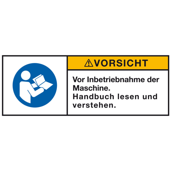 Produktsicherheitsschild Vorsicht - Vor Inbetriebnahme..., Folie, 35x100mm Produktsicherheitsschild Vorsicht - Vor Inbetriebnahme..., Folie, 35x100mm-Beschreibung lesen