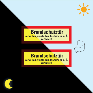 PERMALIGHT power langnachleuchtend Feuerwehrschild Brandschutztür verkeilen..., DS, Folie, 210x74mm-Beschreibung lesen