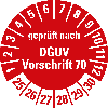 Prüfplakette gepr.n. DGUV Vorschrift 70,25-30,rot,Folie,selbst.,Ø 30mm,10/Bogen Prüfplakette gepr.n. DGUV Vorschrift 70,25-30,rot,Folie,selbst.,Ø 30mm,10/Bogen