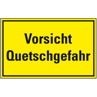Hinweisschild Vorsicht Quetschgefahr, Kunststoff, 300x200mm-Beschreibung lesen