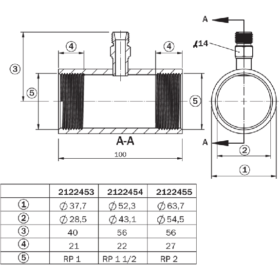 Bride de montage en T DN40, filetage Rp1 1/2 pour T-Easic FTS - BEF-TCFR11-FTS1 Bride de montage en T DN40, filetage Rp1 1/2 pour T-Easic FTS - BEF-TCFR11-FTS1-Lire la description