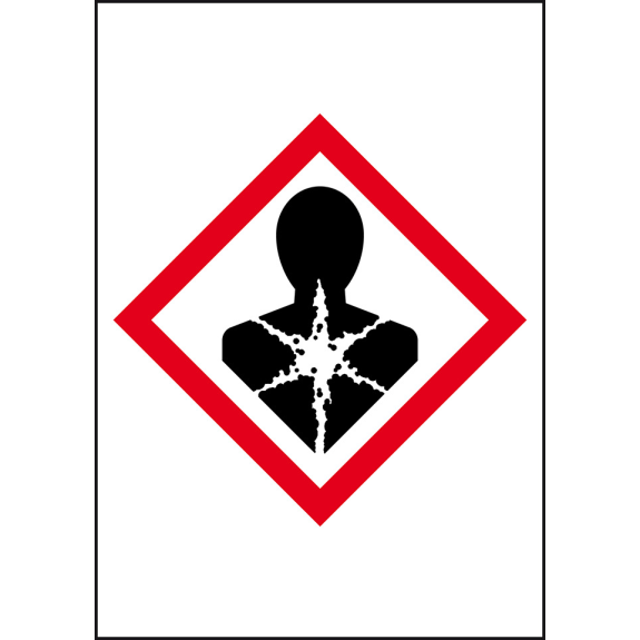 Gefahrensymbole Gesundheitsgefahr GHS 08, Folie, selbstklebend, 50mm, 10m/Rolle, GHS-Verordnung-Beschreibung lesen