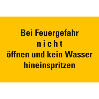 Warn-Kombischild Bei Feuergefahr nicht öffnen und, RoHS konform, Folie, 200x120mm-Beschreibung lesen