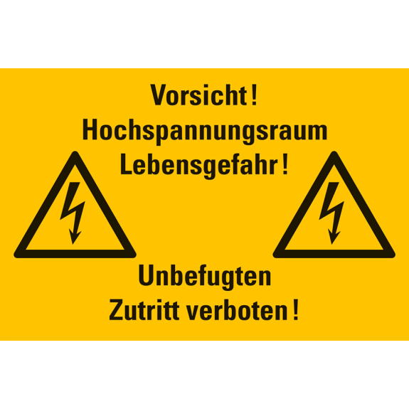 Warnschild Vorsicht! Hochspannungsraum Lebensgefahr..., Aluminium, 200x300mm-Beschreibung lesen