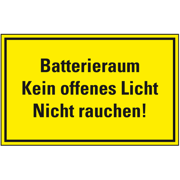 Hinweisschild Batterieraum - Kein offenes Licht, Nicht..., Kunststoff, 200x300mm Hinweisschild Batterieraum - Kein offenes Licht, Nicht..., Kunststoff, 200x300mm-Beschreibung lesen