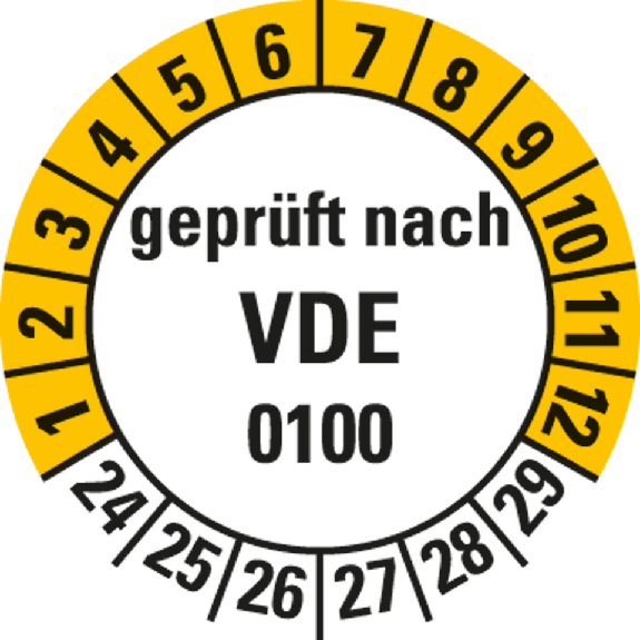 Prüfplakette geprüft nach VDE 0100,24-29,Folie,selbstklebend,Ø 20mm,10/Bogen Prüfplakette geprüft nach VDE 0100,24-29,Folie,selbstklebend,Ø 20mm,10/Bogen-Beschreibung lesen