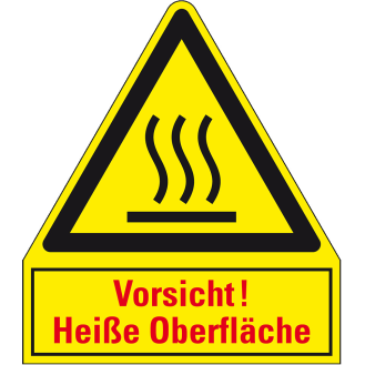 Thermo Kombi-Warnschild Heiße Oberfläche, Aluminium, 240x210mm, ASR A1.3, DIN EN ISO 7010 W017-Beschreibung lesen