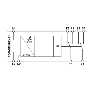 Relais de couplage sécurisé SPDT à guidage forcé, 24VAC/DC - PSR-SCF- 24UC/URM/2X21-Lire la description