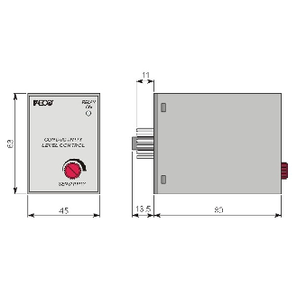 Relais de contrôle de niveau 24VAC, sensibilité 2÷40Kohm, 5A - CL1001/U R5 24Vac-Lire la description